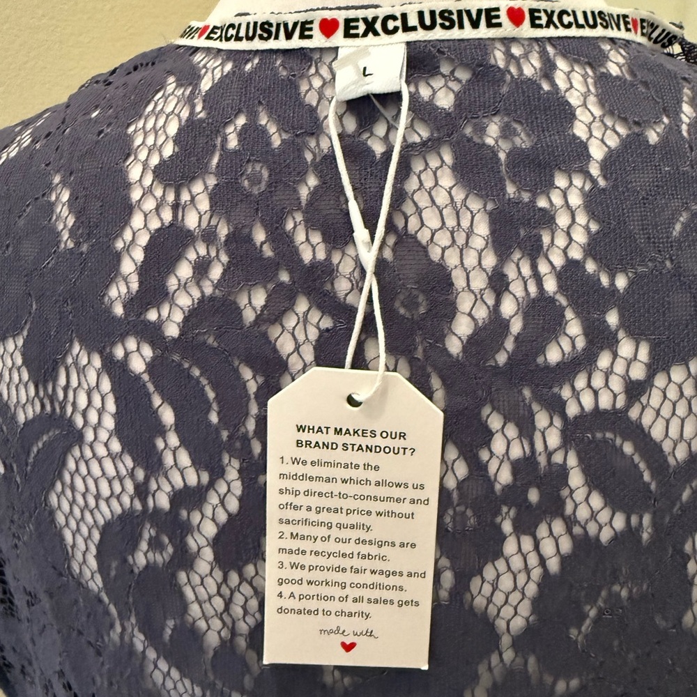 NWT Elegant dutch ( denim) blue Lace Cardigan - Picture 4 of 4